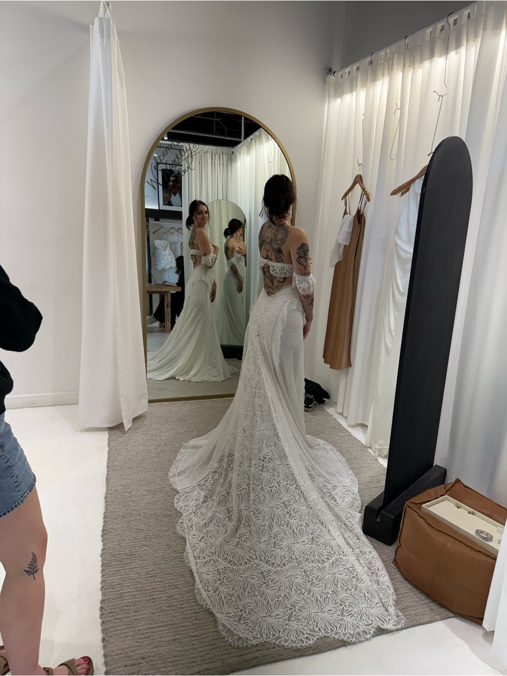 Grace Loves Lace White Lace Off-Shoulder Wedding Dress with Long Train